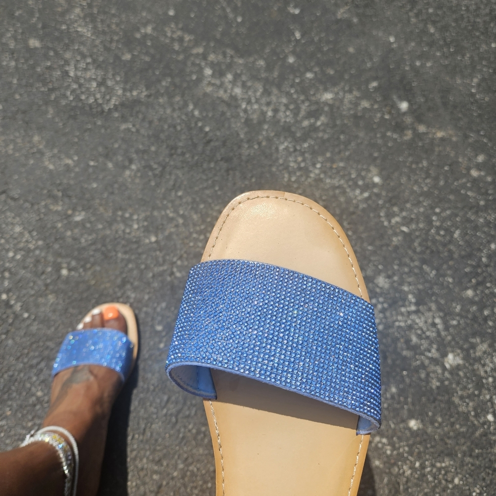 Blue Rhinestone Sandals - Picture 2 of 2